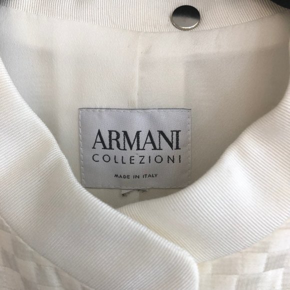 ARMANI COLLEZIONI Cream Cotton/Silk Blend Blazer - Picture 2 of 8